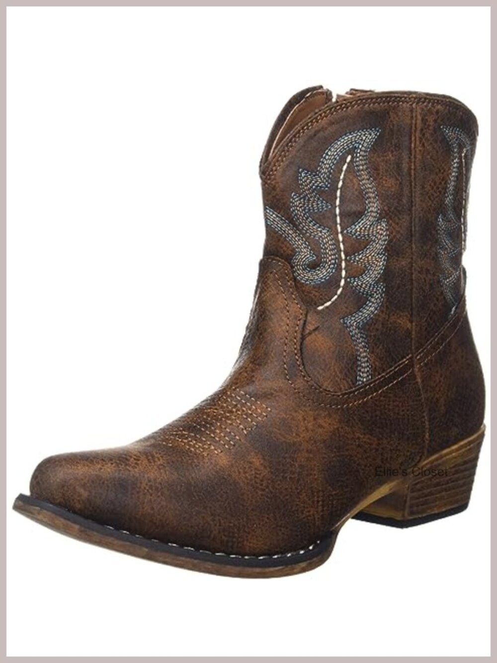 Faux Leather Ankle Western Cowgirl Boot Snip Toe Block Heel